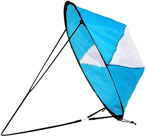 Yeory Kajak Windsegel, Kajak Segel Faltbare PVC, Kanusabwärtssegel, klares Fensterabwärts, tragbares Kajakzubehör blau