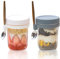 La Llareta 2 Pcs 350ml Measurement Marks Breakfast Jar, Overnight Oats Container Reusable, Breakfast Pots with Lids, for Milk, Cereal, Fruit, with Spoon, White and Gray