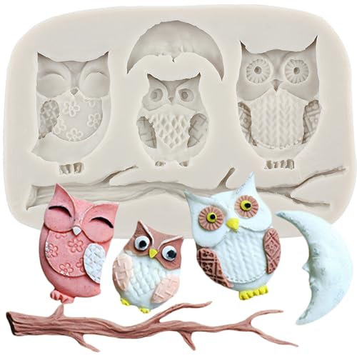 MINFEIDMS Owls Tree Branch Fondant Silicone Mould for Cake Decorating Cupcake Topper Candy Chocolate Gum Paste Polymer Clay