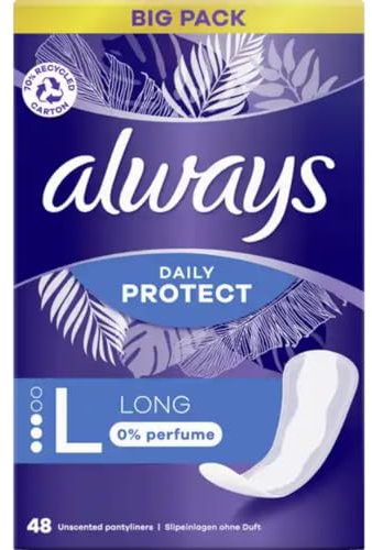 Daily Protect Slipeinlagen Long ohne Duft Big Pack Binden Pads Damenbinden 48 STÜCK
