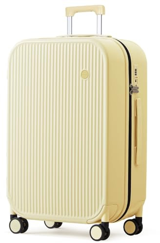 mixi Gepäck mit Spinnrollen, Hartschale, leicht, Rollkoffer, PC mit Abdeckung & TSA-Schloss für Geschäftsreisen, Lark Yellow TSA2, 24-inch