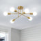 Comely 6-Flammig Vintage Kronleuchter, Retro Sputnik Deckenleuchte E27 Moderne Industrielle Deckenlampe aus Metall für Schlafzimmer Wohnzimmer Küche Flur, Gold