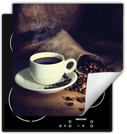 TMK ArtDeko Herdabdeckplatte Einteilig Küche Herdabdeckung Induktionsfeld Ceranfeld Herdabdeckplatten Vinyl Matte Aufrollbar 50x52 cm - Kaffee Braun