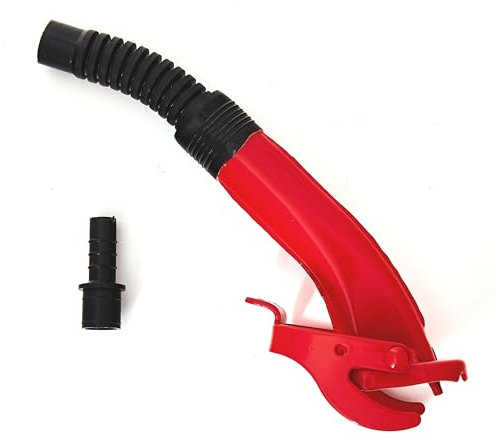 BW® Ausgießer flexibel für Kraftstoffkanister Metall Benzinkanister 5/10 / 20 Liter - Flex Standard mit Halterung für 5 Liter Kanister - Rot - RAL 3000 - Made in Europe