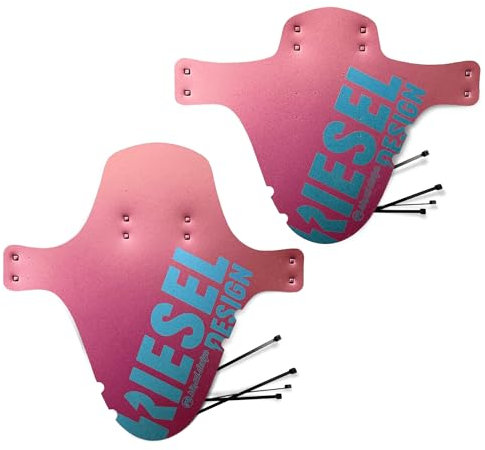 Riesel Design® Mudguard Set (1 x Schlamm:PE + Kol:OSS) - MTB Schutzblech inkl. Kabelbinder/Stylisches Fahrrad Schutzblech & modernes Mountainbike Schutzblech für Jede Fahrradgröße (red Gold Set)