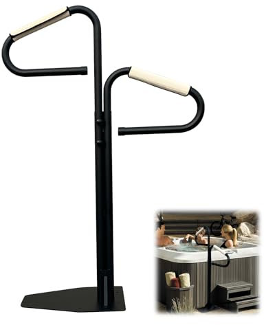 Zwei-Wege-Whirlpool-Handlauf, 109,2 cm - 144,8 cm, verstellbar, unter montiertem Whirlpool-Geländer, 360° Drehwinkel, verstellbarer Whirlpool-Handlauf zum leichteren Ein- und Aussteigen.