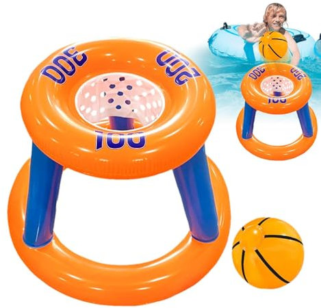 Aro de Piscina de Baloncesto acuático - Juguete Flotante para Piscina con Pelota | Juegos de Piscina Plegables portátiles para niños y Adolescentes | Divertida Actividad al Aire Libre para Fiestas en