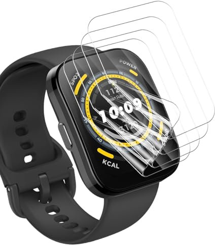 Yieehhow Protector Pantalla para Amazfit Bip 5 46mm, [4 Piezas] HD Película TPU Suave, Anti-Arañazos, Cobertura Completa Película Protectora Flexible para Amazfit Bip 5 46mm