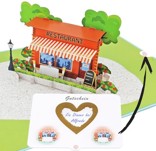 Favour Pop Up® - Neuheit : Pop Up Karte mit gestalteter Einschiebekarte für die Aufbringung eines Rubbelaufklebers in Herzform. Tolle Überraschung für eine Einladung zum Essen. SCTF156