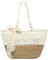 Pahajim Sac Plage Paille Cabas Femme Sac Crochet en Corde de Coton Grand Sacs Panier avec Fermeture Éclair Chic Woven Bag pour Ete Voyage Vacances