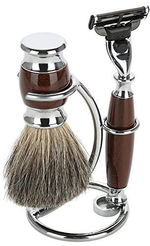 Segutage Rasierpinselhalter Metall, Silber Rasiermesser Und Pinsel Ständer, Rasierständer Tragbarer 2 in 1 Gebogenes Design für Badezimmerarbeitsplatten