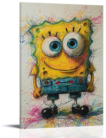 ZZXYHM Live SpongeBob Wanddekoration Poster für Kinderzimmer Wanddekoration moderne Dekoration hängende Kunst Poster 40 x 60 cm (16 x 24 Zoll)