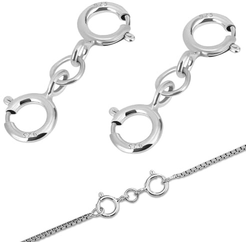 ZILZUFA 2 Pezzi Chiusure per Collane Argento, Chiusure per Braccialetti, Fibbia a Molla Fermagli in Acciaio Inox, Chiusura a Moschettone per Braccialetti e Collane, per Gioielli Fai da Te