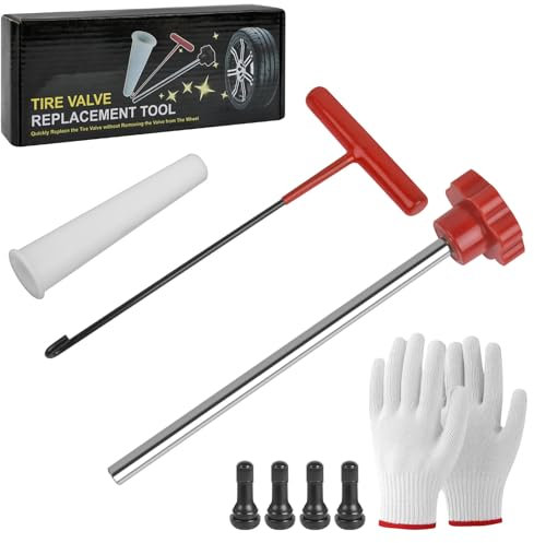 Aéttézoe 7-teiliges Reifenventil-Abzieher-Werkzeug-Set inkl. 4X TR413 | Schneller Ventilwechsel für Auto, LKW, Motorrad & ATV