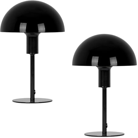 Nordlux Ellen Mini Tischlampen 2er-Set Schwarz – E14 Nachttischlampen mit 150cm Kabel & Schalter, Modernes Skandinavisches Design für Schlafzimmer, Wohnzimmer & Büro