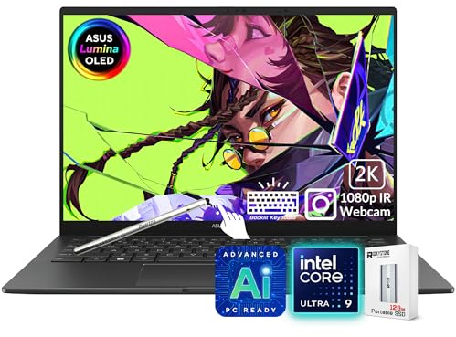ASUS Zenbook 14 OLED Laptop, 2K Touchscreen, Intel Core Ultra 7 255H (>i7-14700), AI ready, Copilot + PC, tastiera retroilluminata, Thunderbolt 4, Wi-Fi 7, Windows 11 Pro, grigio (16 GB 7467 MHz DDR5