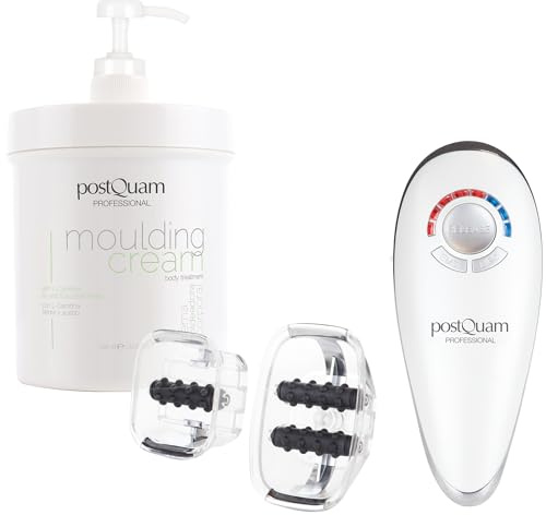 PostQuam Professional – Packung Moulding-Creme 1000 ml + Sculptor™-Massagegerät – L-Carnitin, Efeu, Stechpalme und Fucus + EMS, Saugkraft und Rollen – Strafft, formt und tonisiert