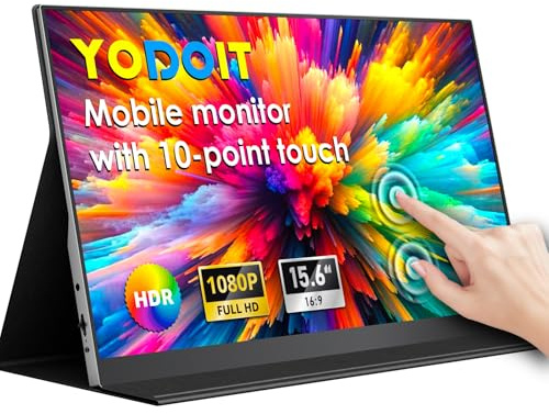 Yodoit Écran Tactile Portable 15,6, 1920 × 1080 FHD Moniteur IPS Display HDMI USB Type C avec Haut-parleurs Intégrés pour Laptop/PC/MacBook/Xbox/PS4 5/TV/Switch/Téléphone