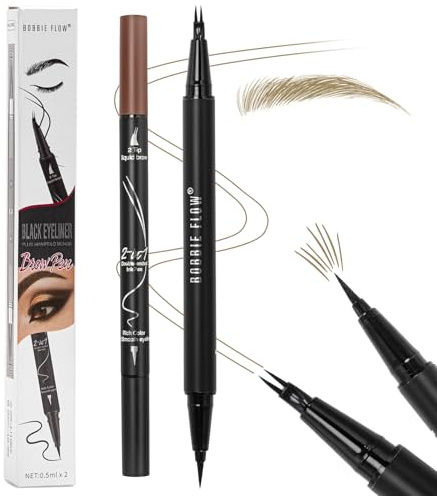 2-in-1 Doppelseitiger Microblading Augenbrauenstift Wasserfest,Gebogener Eyebrow Pencil für Augenbrauenfarbe,Natürliche Augenbrauen kreieren (Hellbraun)