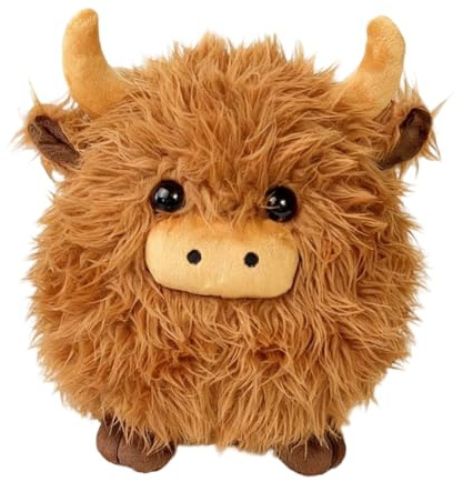 Generisch 2026 - Vache écossaise mignonne en peluche avec option porte-clés - Peluche taureau douce et douillette pour enfants et adultes (marron, 22 x 25 x 2 cm)
