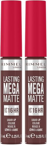 Rimmel London Lasting Mega Matte Liquid Lipstick, Long-Lasting, Hydrating, Vegan Formula - 860 - Urban Affair, 7.4ml (Pack of 2)