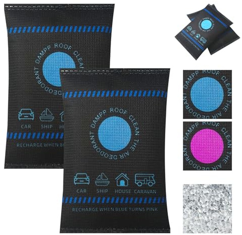 2PCS Dehumidification Bag Desiccant, 2025 New Reusable Moisture Absorber Pack, Dehumidification Bag Desiccant, Silicone Desiccant Bags for Wardrobe, Closet, Basement, Camper Storage