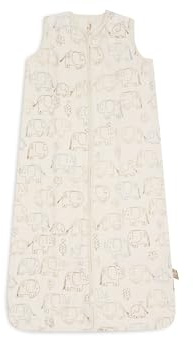 Jollein Musselin Sommerschlafsack Baby – Elephant Tales – 90 cm – 100% Baumwolle – 0.5 TOG – Schlafsack Baby Sommer – OEKO-TEX Zertifiziert