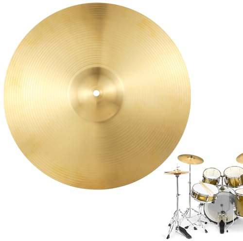 Packool 16 in Crash Cymbal for Drum, Golden Finish, Easy Installation with Central Hole, Brass Crash Cymbal, Concentric Texture