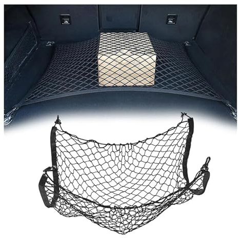 ECMWFPEJT Kofferraumnetz für BYD Sealion 7 07 2024 2025, Elastisches Gepäcknetz Auto mit Karabinerhaken, Ladungssicherungsnetz, Dehnbar Schwarz