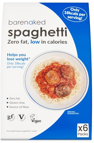 Barenaked Konjac Spaghetti | 6 x 380g Multipack | Low Calorie & Keto Friendly Noodles | Vegan & Gluten Free | Fat Free & Low Carb | 12 Servings (250g Drained Weight)