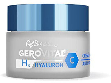 Feuchtigkeitsspendende Anti-Falten-Nachtcreme mit Hyaluronsäure, Vitamin C und E, Regenerierende und Antioxidative Wirkung, Gerovital H3 Hyaluron C