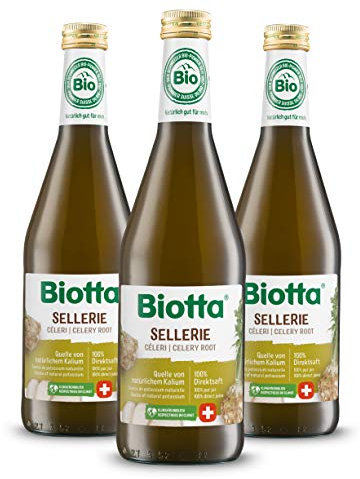 BIOTTA - Jus de Céleri - Préparation à base de céleris 100% bio - Action ciblée Digestion - Source de Potassium - 500ml - Fabrication Suisse - Lot de 3