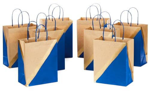 Hallmark 5EGB6098 Geschenktüten-Set, mittelgroß, steifer Griff, Blau, 8 Stück Geschenktasche, Papier