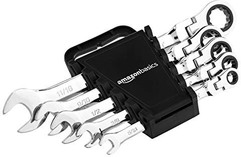 Amazon Basics Lot de 5 clés à cliquet pliables, SAE
