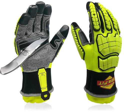 Intra-FIT Protective Gloves Cut Resistant Work Gloves, Oil & Gas Repellent Gloves EN 388:3X44EP, Rescue Extrication Gloves Impact Protection Abrasion Puncture Tear Resistant