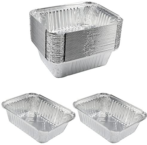 Pentole in alluminio, confezione da 50 padelle usa e getta, ideali per cuocere, cucinare, grigliare, servire e rivestire vassoi da tavolo a vapore