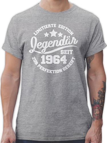 T-Shirt Herren - 60. Geburtstag - Legendär seit 1965 - weiß - L - Grau meliert - Geburtstags Tshirt 1964 Geburtstagsgeschenke zum 60 60.Geburtstag 1963 Shirts Mann Geschenk Geschenke 60.Geb.