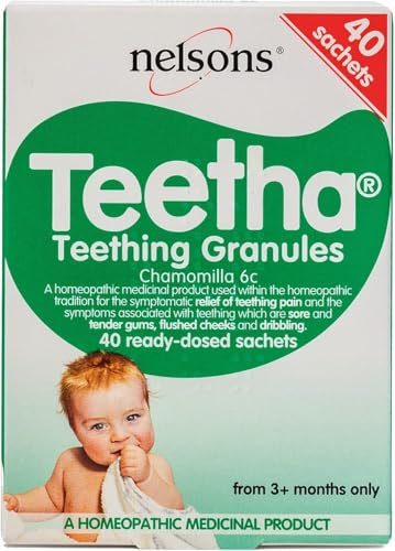 Teetha Baby Teething Granules (40 Sachets) 3+ Months, Homeopathic Relief For Soothing & Calming Teething Symptoms, Baby Teething Ready-Dosed Sachets