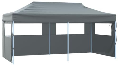 vidaXL Profi Partyzelt Faltbar mit 4 Seitenwänden Wasserbeständig Pavillon Festzelt Gartenzelt Bierzelt Faltpavillon Garten 3x6m Stahl Anthrazit
