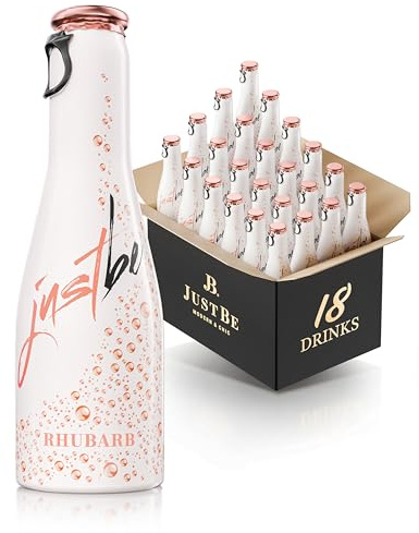 JustBe Rhubarb | Piccolo Wein-Cocktail I Rhabarber + Erdbeere Mix Aperitif (Rhubarb, 18 x 0,2l)