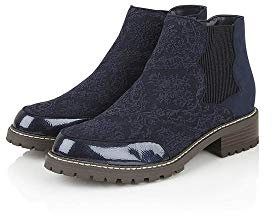 Ruby Shoo Ronni Chunky, flexibel, lässig, Chelsea-Stiefel, Marineblau/Schwarz, Größe 36-42, navy, 36 EU