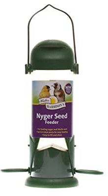 Walter Harrison's Wild Bird Flip Top Green Hanging Nyger Seed Feeder - Small - 22 cm