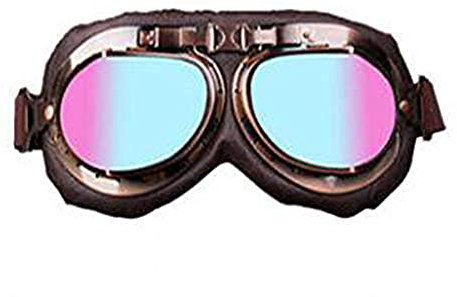 Riloer Retro Motorradhelm Brille Bronze Vintage Pilotenbrille passend for HarleyMotorräder，Mehrfarbig