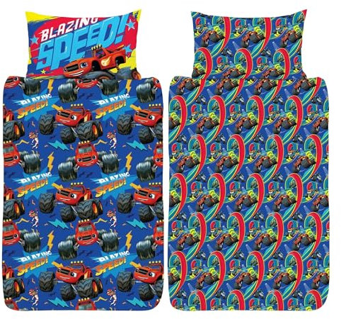 Blaze. und die Monster Machines Bettwäsche-Set für Einzelbett, Blazing Speed Design, wendbar, offizielles Lizenzprodukt