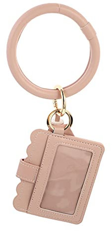 Keychain Halter Lip Gloss Keychain PU Lip Balm Schlüsselring Halter Karten Tasche Kreditkarte Organizer T?schchen mit Armband Rosa Lippenbalsam Schlüsselanhänger