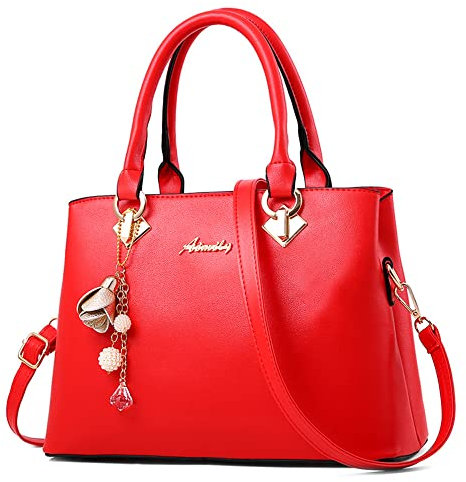 DORRISO Borsa Donna a Mano Elegante – Borsa a Tracolla con Tracolla Regolabile e Staccabile, PU Pelle Impermeabile, Grande Capacità per Lavoro, Viaggio e Shopping Rosso vivo