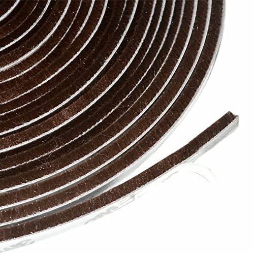 Self-Adhesive Door and Window Sealing Strip, Dustproof Brush Strip, 10 m Seal Brush for Doors and Windows, for Sealing Gaps Between Doors and Windows (9 mm x 15 mm, Brown)
