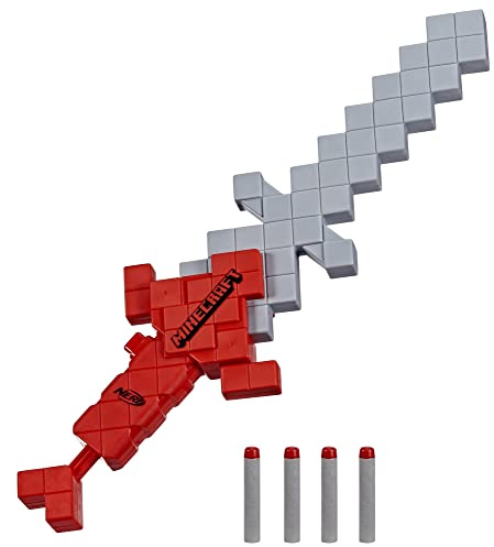 NERF Minecraft Heartstealer Spielzeug Schwert, Blast Darts, inklusive 4 Elite Foam Darts, Design inspiriert von Minecraft Sword im Spiel