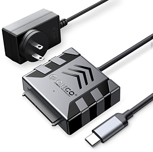 ORICO Adattatore per cavo SATA, da USB C a SATA III, per dischi rigidi HDD/SSD da 3,5, supporta UASP, con adattatore da 12 V2 A e cavo da 100 cm (S1-3CD-10)