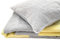JOWOLLINA Natur Leinen Bettwäsche-Set Soft Washed Finish „Stripe“ 200 g/m2 (Grau/Gelb Melange, 135×200 cm, 80×80 cm)